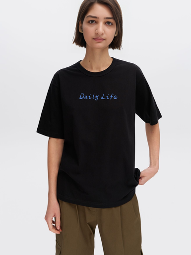 Black Printed Girls T-Shirt - Daily Life