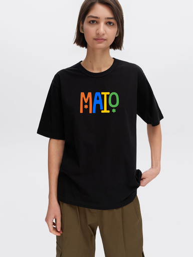 Black Printed Girls T-Shirt - Maio