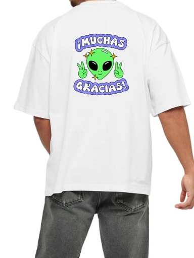 White- Oversized Printed T-Shirt - Gracias