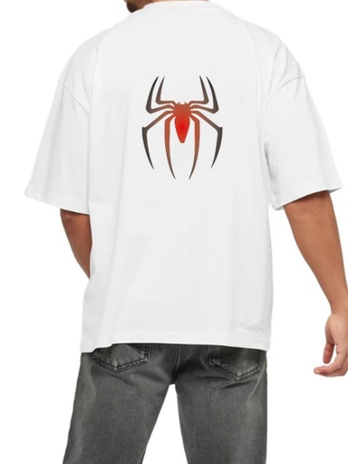White- Oversized Printed T-Shirt - Spider