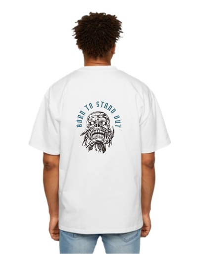 White Oversized Printed T Shirt for Bikers - Born to Stand Out