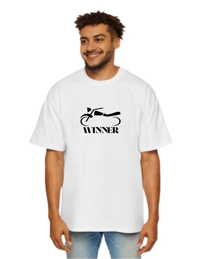 White Oversized Printed T Shirt for Bikers -Bike Winner