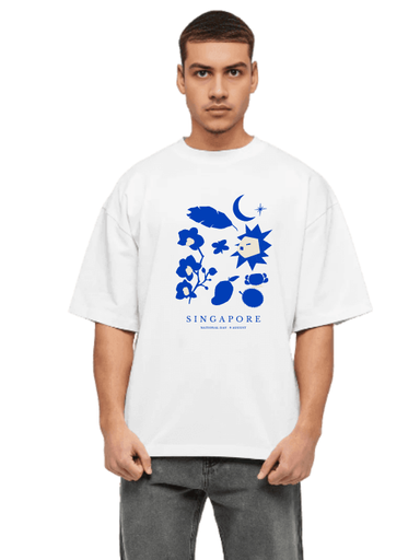 White Oversized Country T-Shirt - Singapore National Day