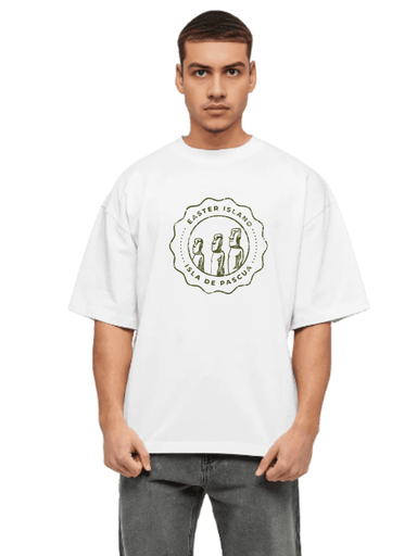 White Oversized Traveler T-Shirt - Easter Island ( Isla de Pascua)