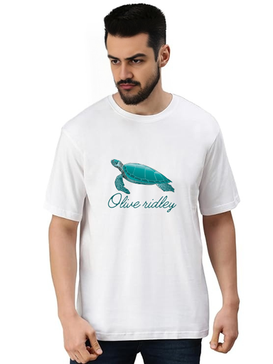 White Oversized Holiday T Shirt Marine -Olive Ridley