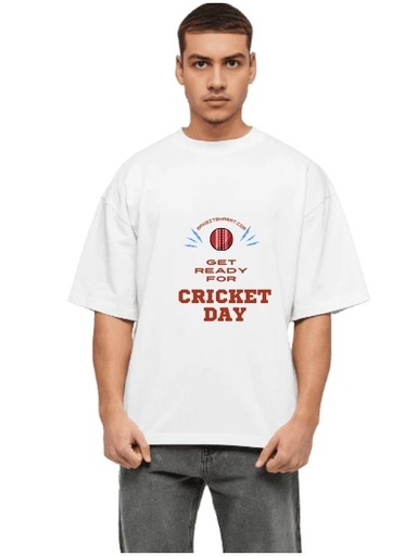 White Oversized Cricket T-Shirt - Cricket Day