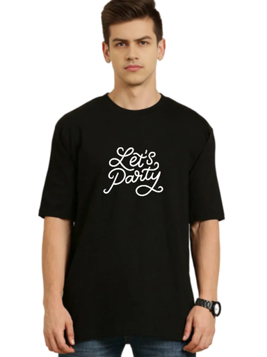 Black Oversized Holiday T Shirt  - Lets Party