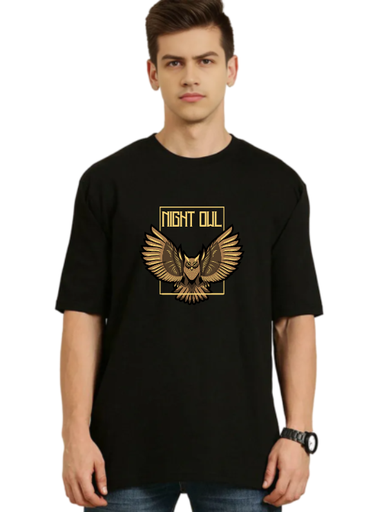 Black Oversized Holiday T Shirt  - Night Owl