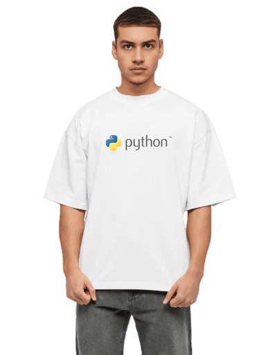 White Oversized Science & Tech T Shirt - Python