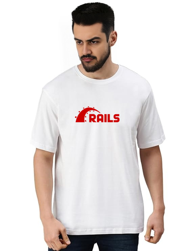 White Oversized Science & Tech T Shirt - Ruby On Rails