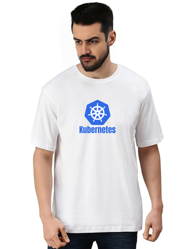 White Oversized Science & Tech T Shirt - Kubernetes