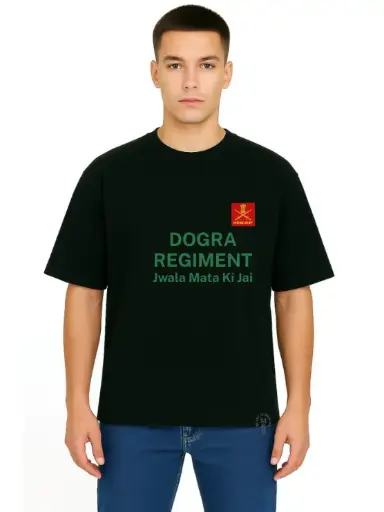 Black Oversized Army T Shirt  - Dogra Regiment 
