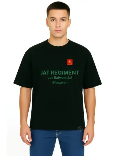 Black Oversized Army T Shirt  - Jat regiment