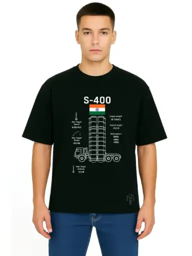 Black Oversized Army T Shirt  - S400 Operation Sindoor