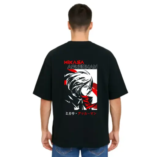 Black Oversized Anime T Shirt  - Titan Attack 1