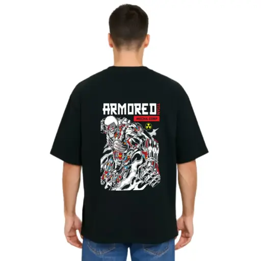 Black Oversized Anime T Shirt  - Titan Attack 3